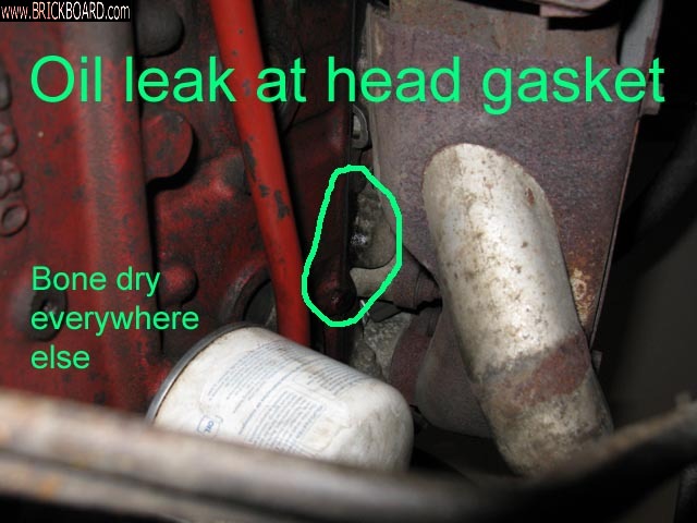 Volvo 200 -- 240  head gasket oil leak below exhaust