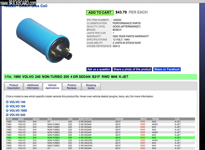 Volvo 200 -- Bosch Blue Coil