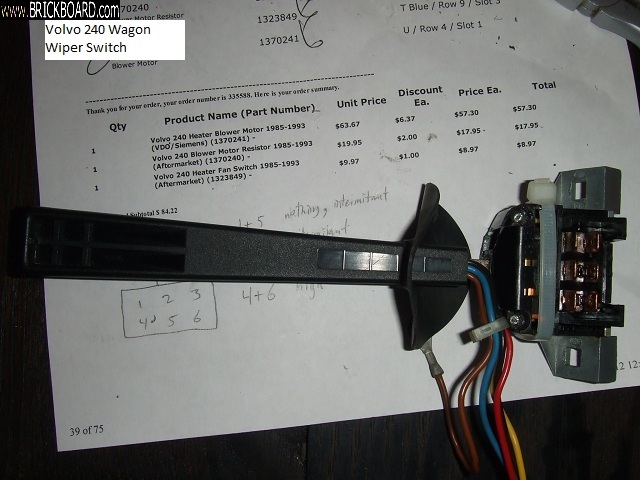 Volvo 200 -- Volvo 240 Wagon Wiper Switch