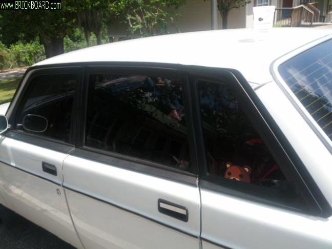 Volvo 200 -- Clost up of the window trim