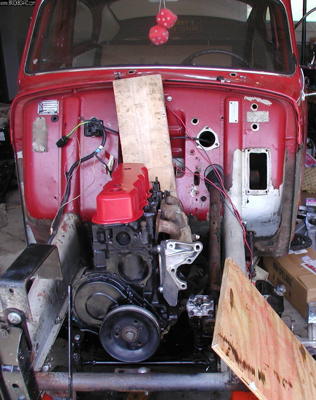Volvo 444-544 -- My 1961 PV544 as purchased and the Chevy S10 2.5L engine.