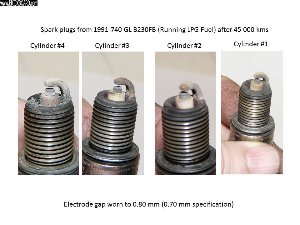 Volvo 700 -- 1991 745 GL B230FB Spark Plugs after 45000 km