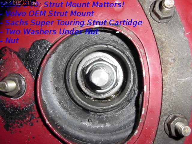 Volvo  -- Washers Under Strut Cartridge Retainer Nut on Strut Mount 01