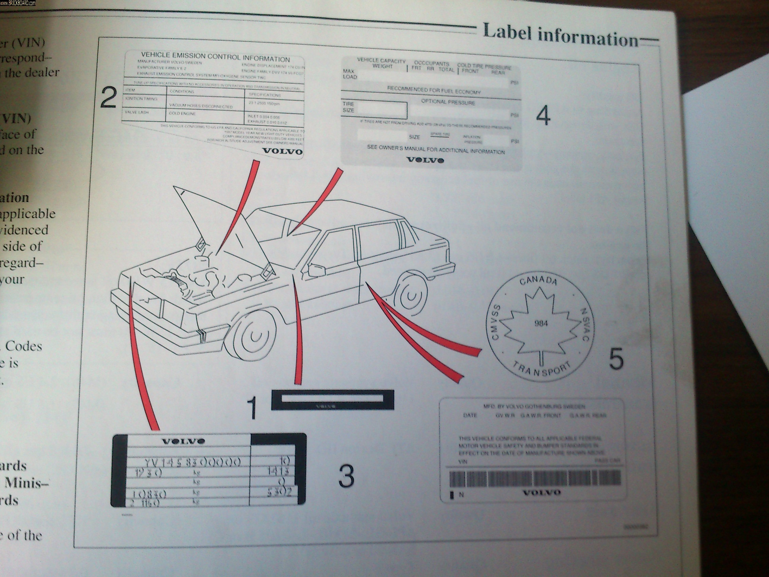 Volvo  -- Volvo 740 Service Tags - Onwers Manual - Assembled in Canada