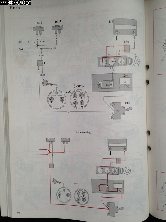 Volvo 900 -- horn wiring diagram