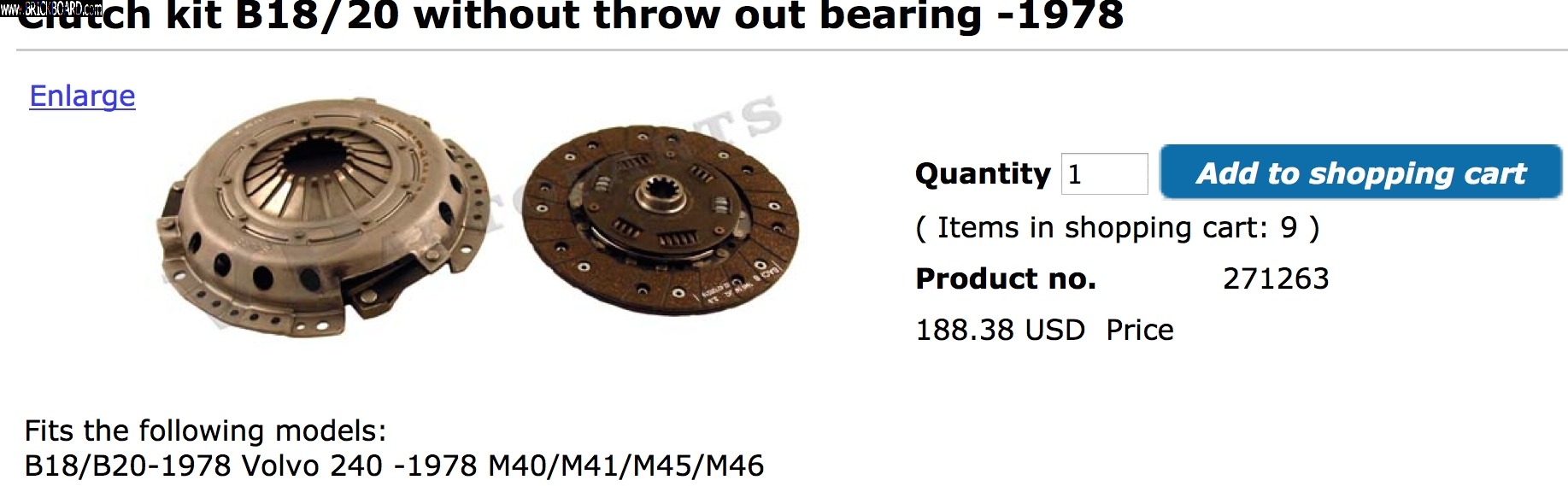 Volvo  -- B18 clutch kit