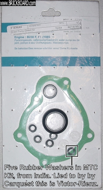 Volvo  -- MTC Brand Water Pump Kit for B230 All 1985+