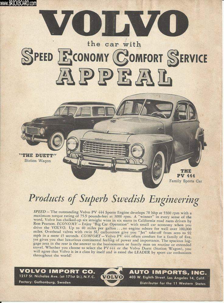 Volvo  -- Volvo PV 444 and Duett Print Advert