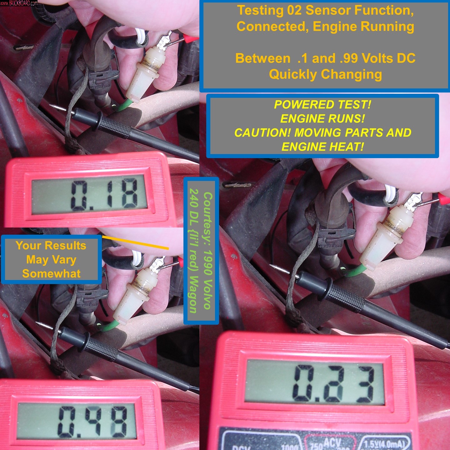 Volvo  -- Testing Volvo 240 02 Sensor 006: 02 Sensor Test - Engine Running