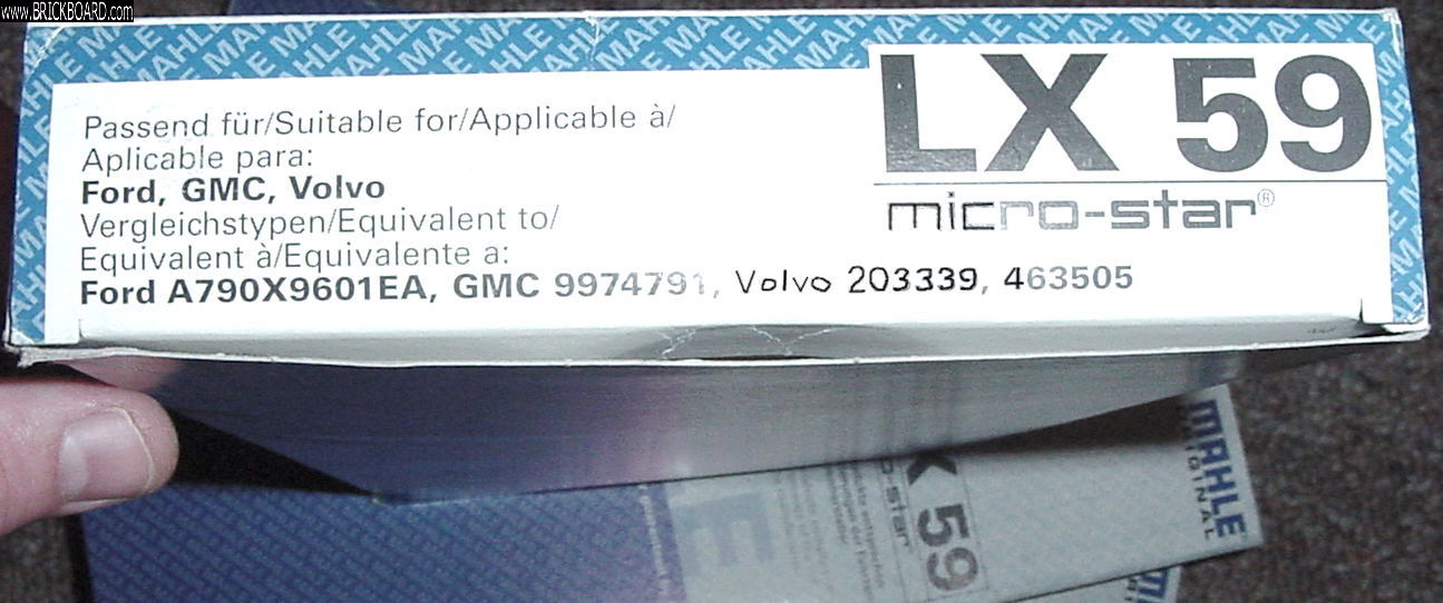 Volvo  -- MAHLE LX-59 Volvo 240 Air Filters (Could not get MANN locally)