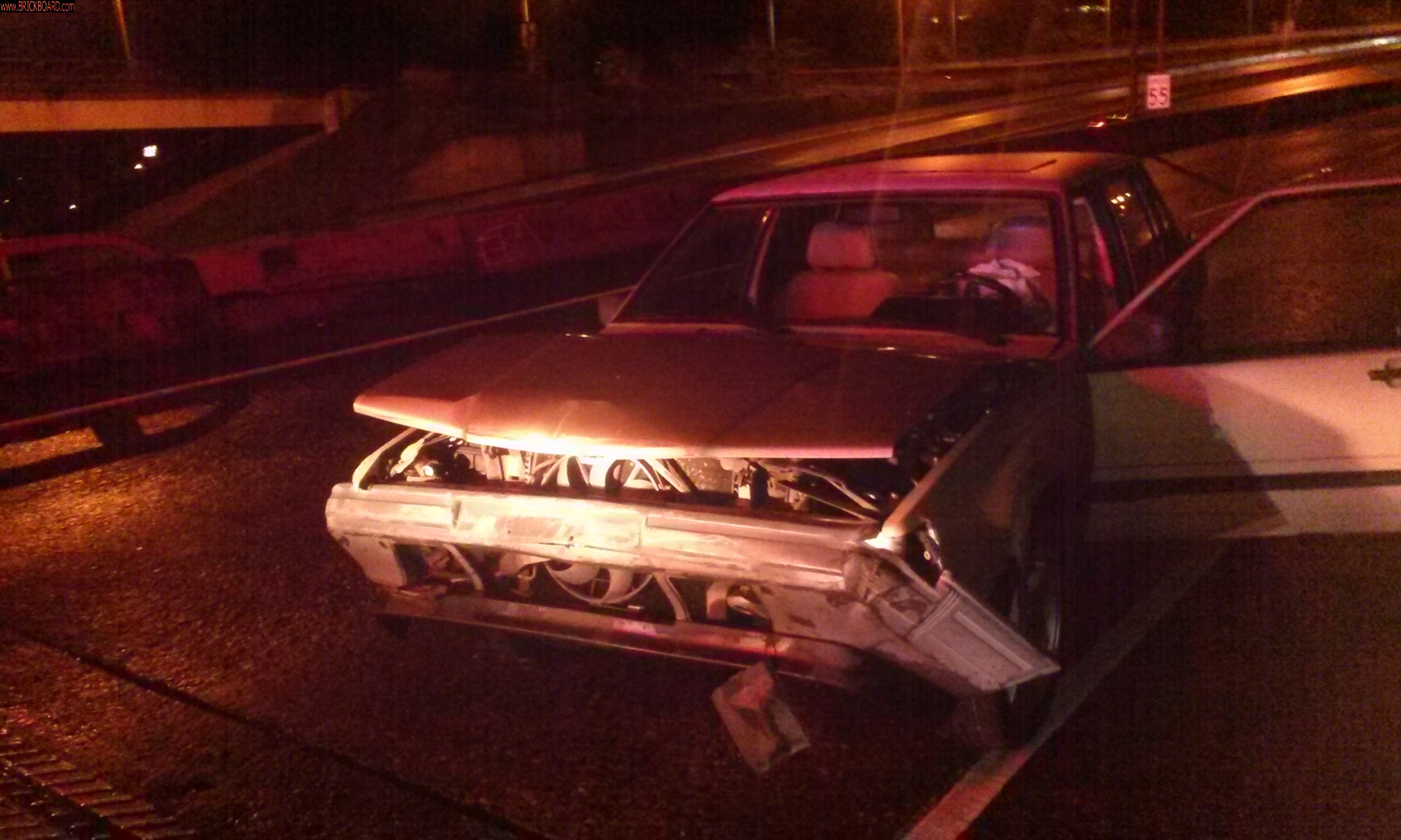 Volvo 700 -- 740 Front end accident vs K-rail