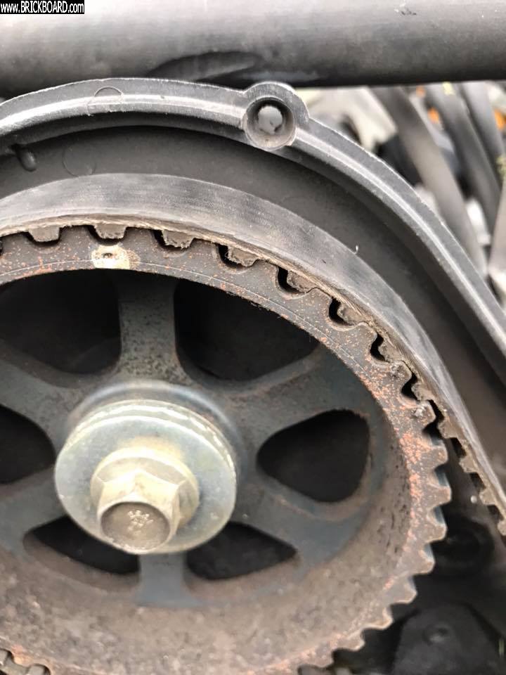 Volvo 200 -- Square Tooth Timing Belt on Round Tooth Timing Gears - Found on Volvo 240 Fan Club Facebook Group Page