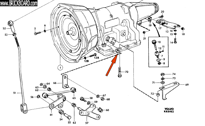 Volvo 140-160 -- BW35 Shift Linkage Diagram