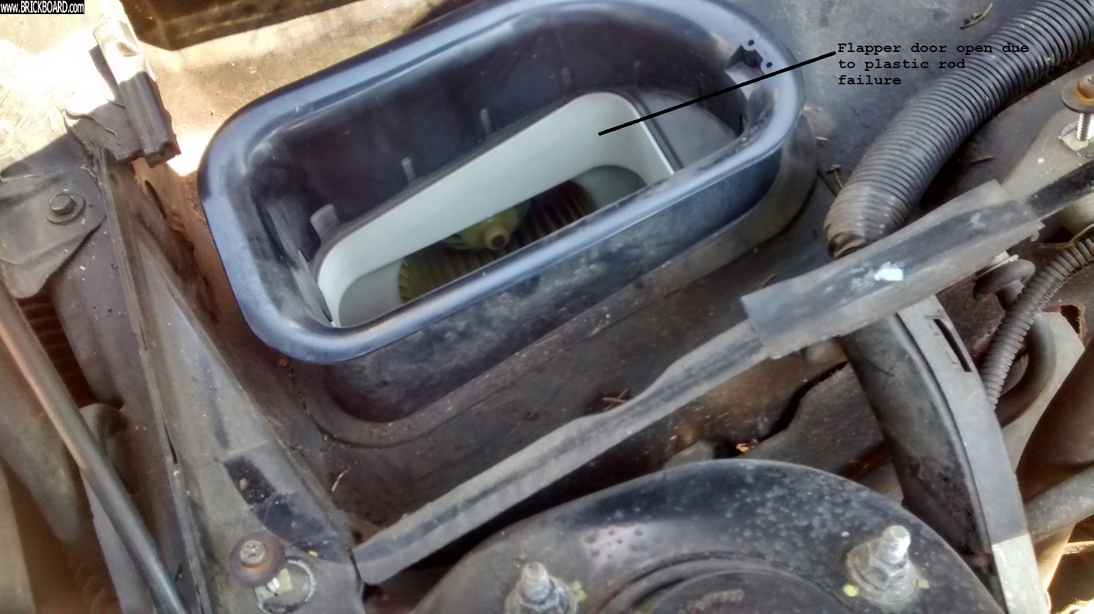 Volvo 850 -- Cowl door open, we do have a water shield