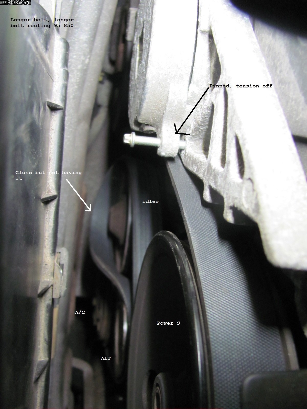 Volvo 850 -- 850 -  longer serp belt - will it go on 
