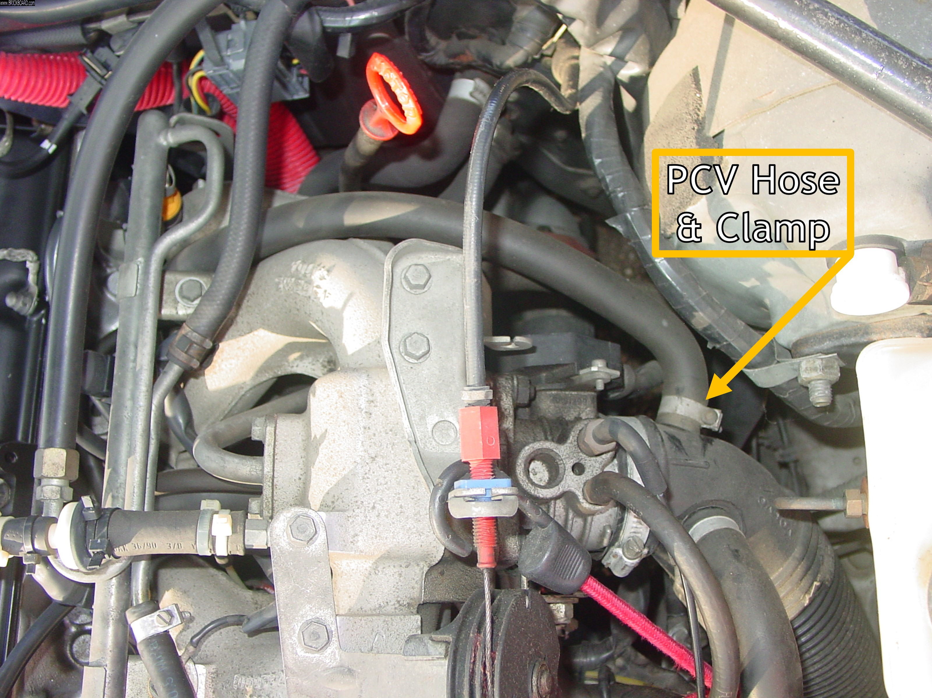Volvo 200 -- 1991 Volvo 240 PCV Hose Connection at Air Intake Tube near Throttle Body