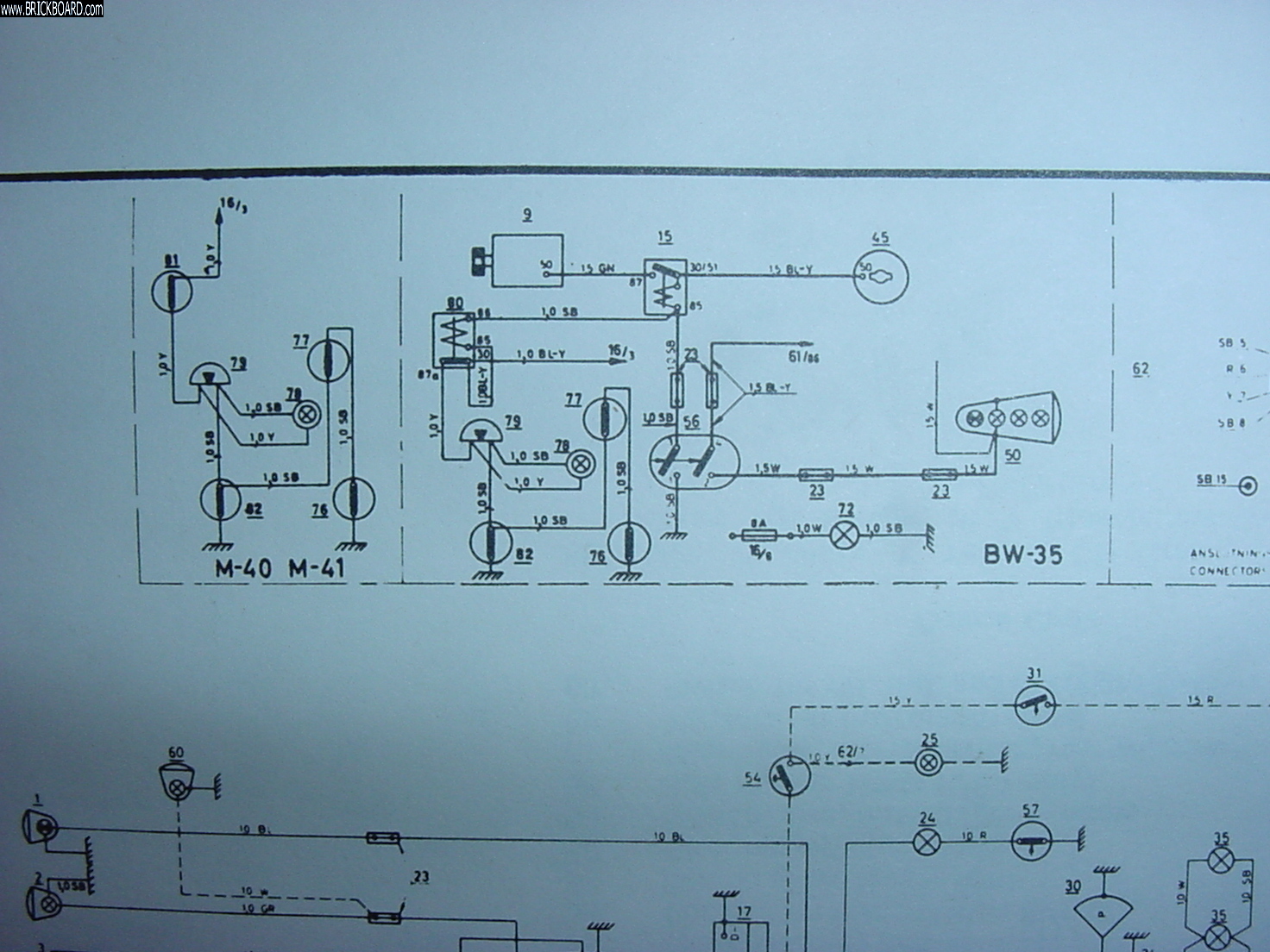 Volvo 140-160 -- Volvo 140 BW35 & M40/41 Wiring from 1974 140 Haynes Service Manual