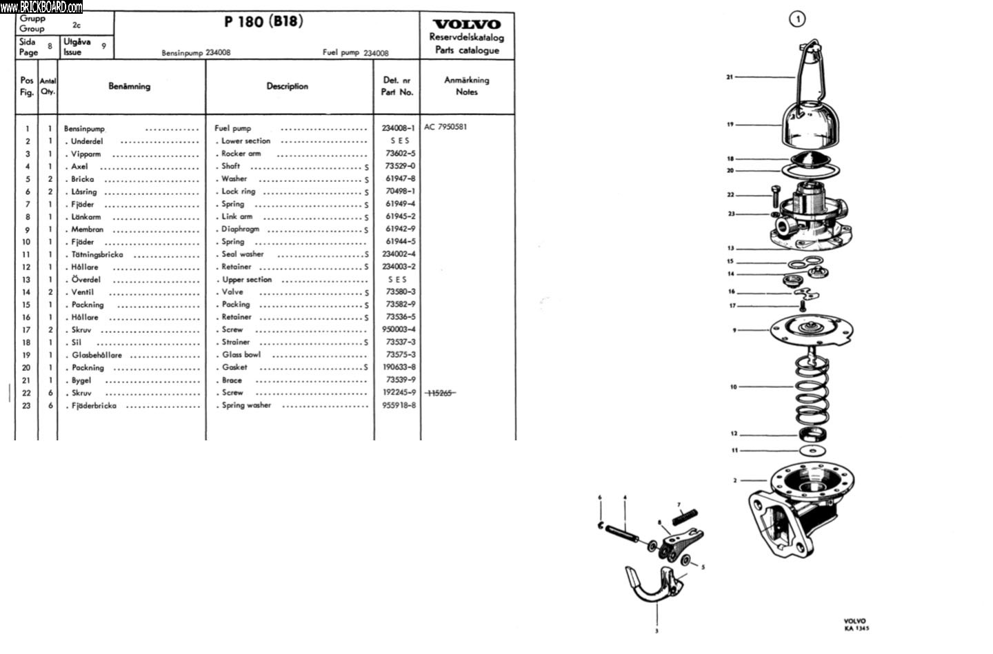 Volvo 1800 -- AC Fuel Pump 234008
