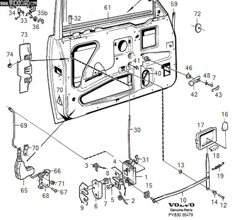 Volvo 900 -- 940 door parts diagram