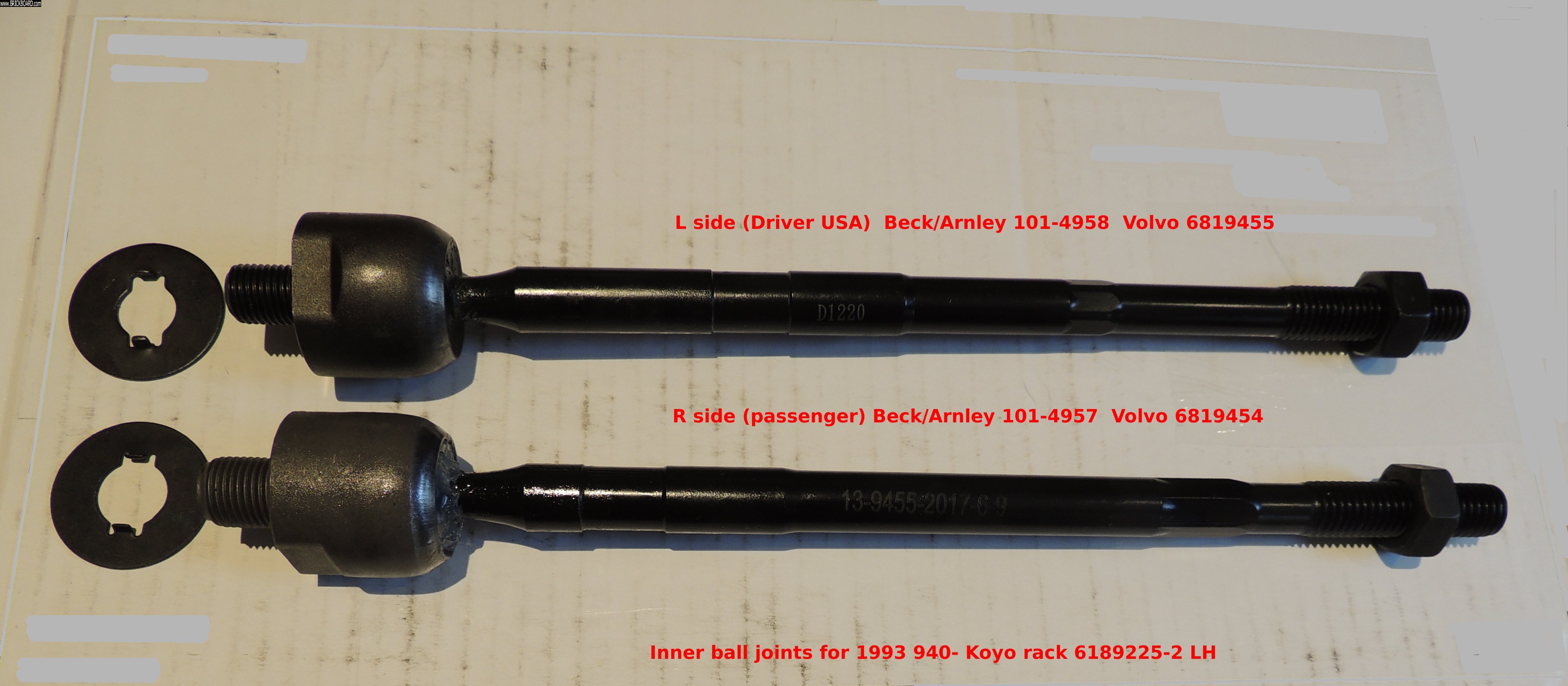 Volvo 900 -- 1993 940 inner balljoints for Koyo rack