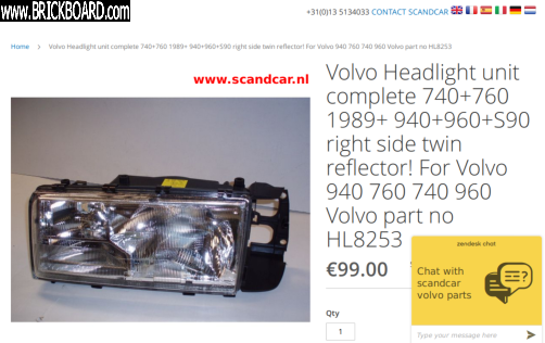 Volvo 900 -- E-code Headlight unit-2