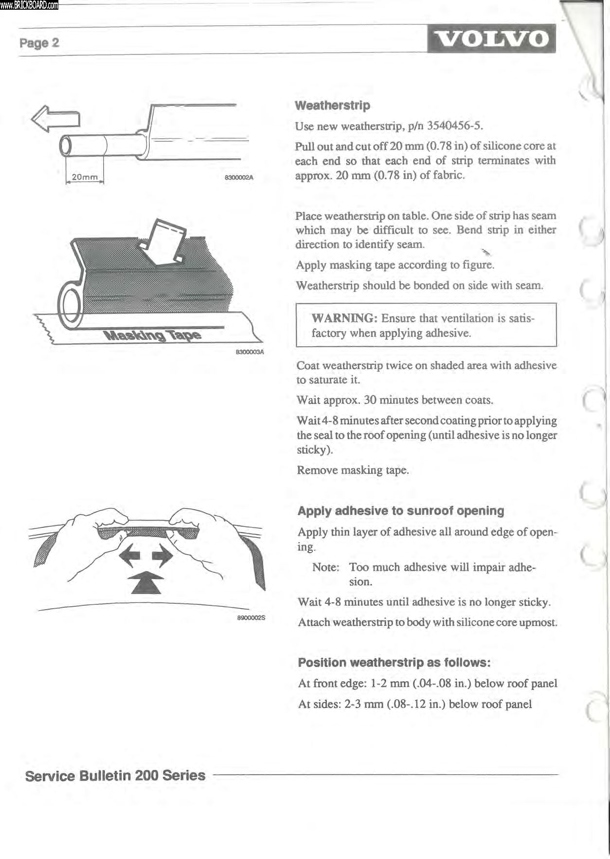 Volvo  -- Volvo Service Bulletin for 240 sunroof seals install