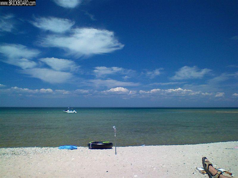 Volvo  -- Bob-Lo Beach & Whaler facing Mackinac Straits north toward Le Cheneaux Islands