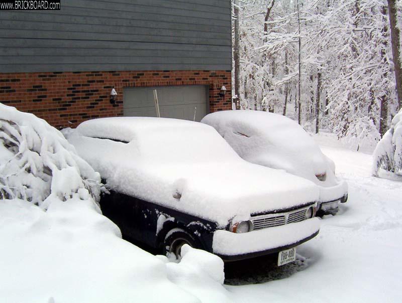 Volvo  -- 67 144 and 73 VW in the Snow