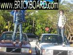 Volvo 200 -- kids on car