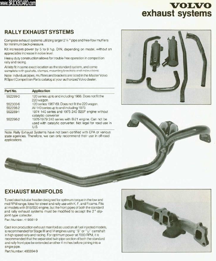Volvo 140-160 -- Volvo R-Sport Catalog - B20 Exhaust System Recommendation